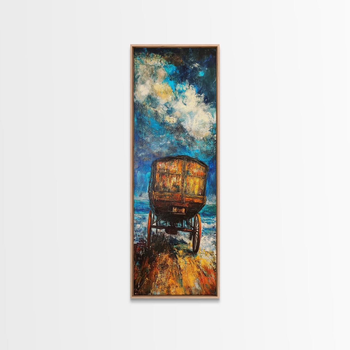 Western Wagon Abstract Canvas Print Rustic Wall Art Farmhouse Art Southwest Landscape Painting Moody Art