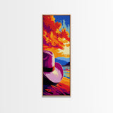 Vibrant Cowboy Hat Canvas Print pink orange wall art southwest wall art extra wide art rustic wall art coastal cowgirl wall art