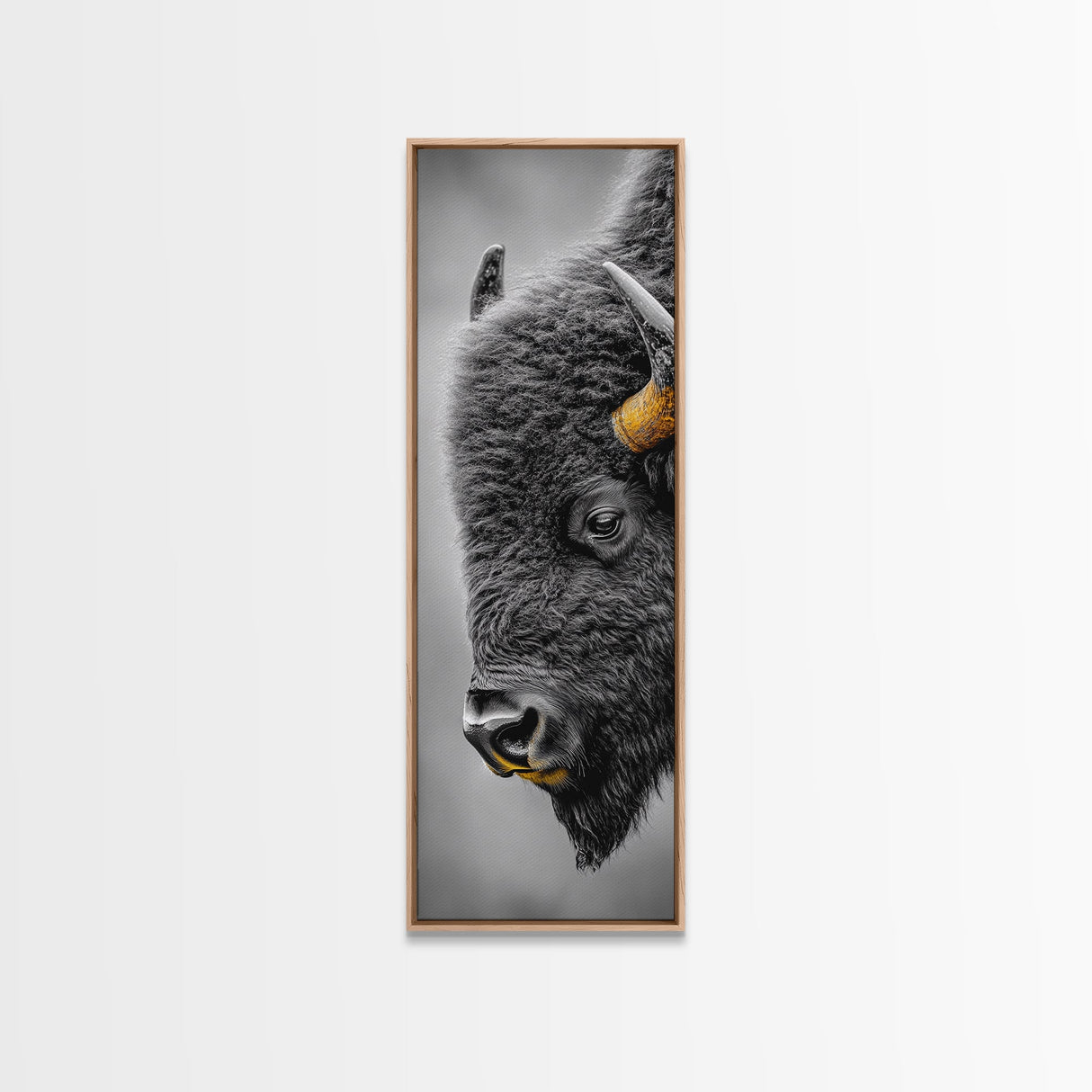 American Bison Close-Up Framed Canvas Print | Rustic Wall Art | Western Decor | Moody Art | Wildlife Painting | Gift Idea | Farmhouse Art