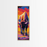 Pop Art Bison Canvas Print Southwest Wall Art Bright Wall Art Tall Narrow Art Colorful Art Above Couch Art