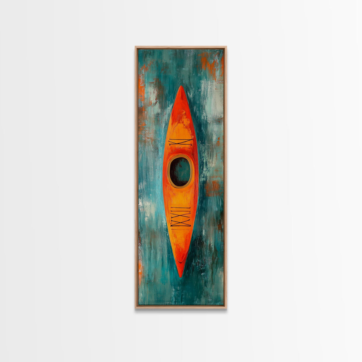 Colorful Kayak Painting Framed Canvas Print Nautical Decor Coastal Cowgirl Wall Art Lake Tahoe Art Above Bed Wall Art