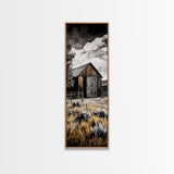 Rustic Barn Landscape Canvas Print Farmhouse Wall Art Barn Landscape Oil Painting Rustic Decor Moody Art Above Sofa Art