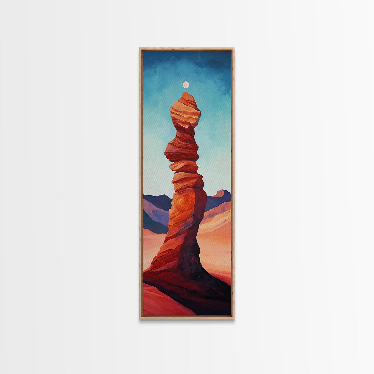Red Rock Balance Framed Canvas Print, Southwest Wall Art, Joshua Tree Art, Tall Narrow Art, Boho Art, Geometric Wall Art