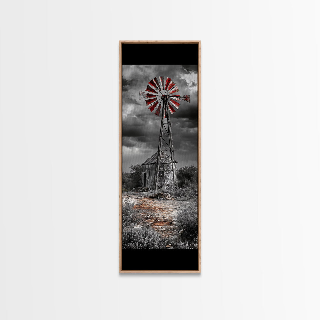Western Windmill Art, Canvas Print, rustic décor, windmill wall art, farmhouse art, extra wide art, Joshua tree art, southwest wall art