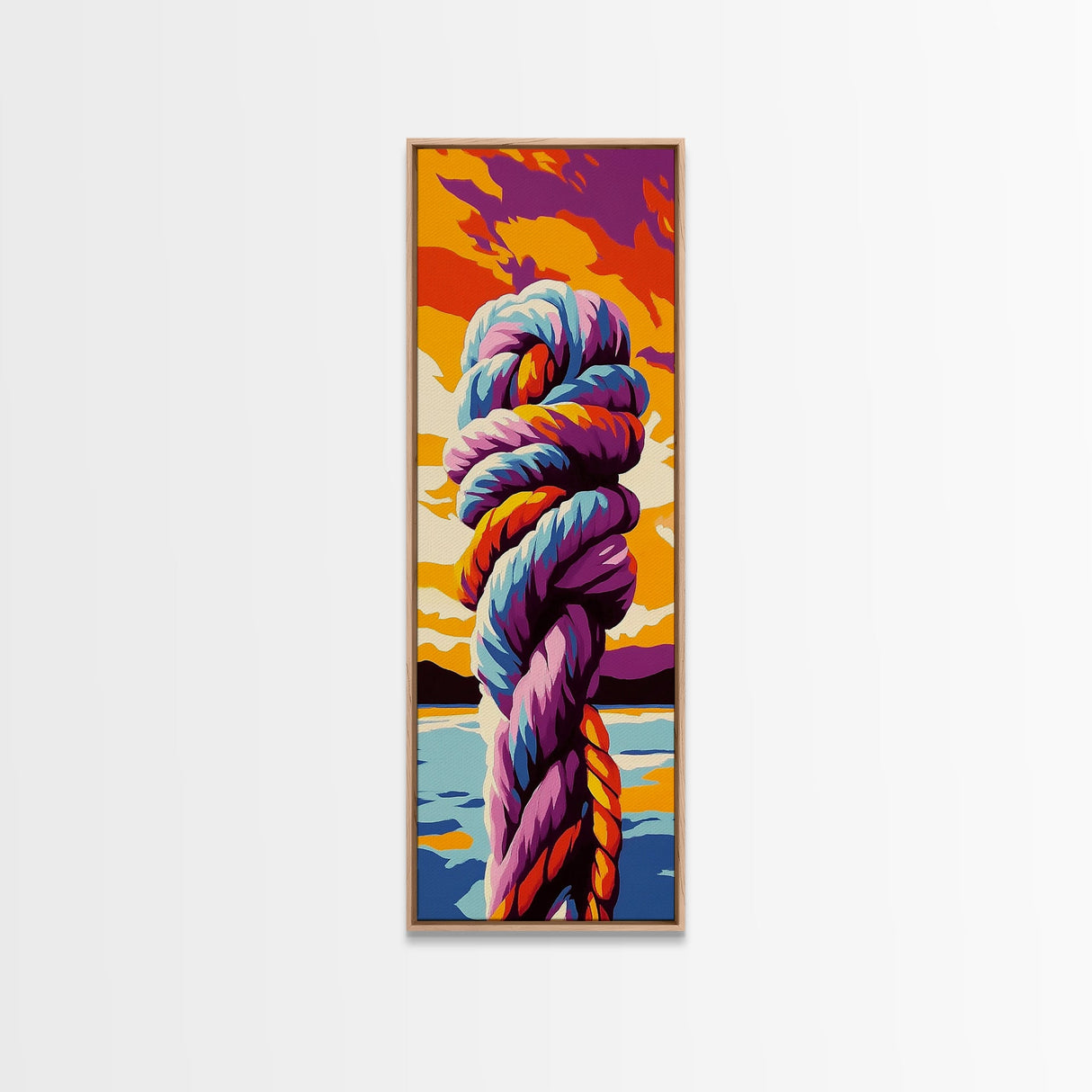 Nautical Knot at Sunset Framed Canvas Print coastal decor nautical painting ocean art coastal cowgirl wall art gift idea for her