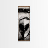 Monochrome Boat Reflection Framed Canvas Print nautical painting moody art coastal wall art nautical wall art gift idea for him