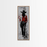 Gunslinger Cowboy Art, Framed Canvas Print, cowgirl painting, rustic wall art, moody art, gift idea, southwest wall art, vintage art