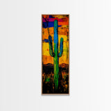 Vibrant Cactus Sunset Canvas Print, Southwest Wall Art, Desert Art, Bright Colorful Wall Art, Moody Art, Joshua Tree Art, Gift Idea, Vertical Wall Art