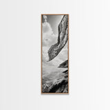 Flowing Fabric Over Ocean, Framed Canvas Print, wabi sabi art, coastal decor, boho art, minimalist art, above couch art, panoramic painting
