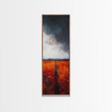 Moody Landscape Framed Canvas Print dark romance painting poppy wall art fall decor tall narrow art above bed wall art vertical wall art