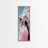 Pink Headdress Woman Canvas Print Wall Art Colorful Graffiti Wall Art Tall Narrow Art
