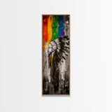 Black and White Headdress Canvas Print Moody Art African Art Dark Angels Wall Art Colorful Graffiti Wall Art Tall Narrow Art