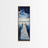 Dockside Tranquility Coastal Wall Art Framed Canvas Print Nautical Painting Blue and Green Wall Art Above Sofa Art Lake Tahoe Art