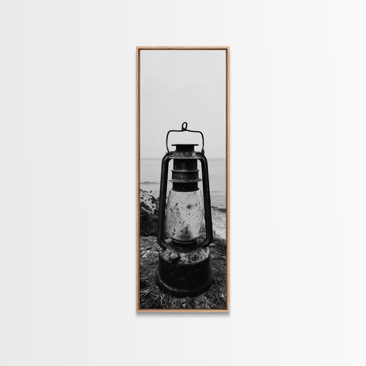 Weathered Lantern, Coastal Art, Canvas Print, nautical wall art, seascape painting, coastal decor, moody art, rustic wall art, guest room art