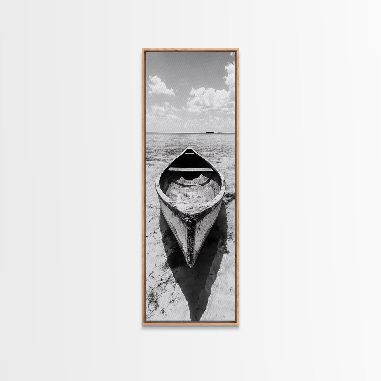 Tranquil Canoe on Misty Lake, Canvas Print, landscape painting, minimalist art, zen wall art, nature art, lake Tahoe art, bedroom art