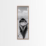 Tranquil Canoe on Misty Lake, Canvas Print, landscape painting, minimalist art, zen wall art, nature art, lake Tahoe art, bedroom art