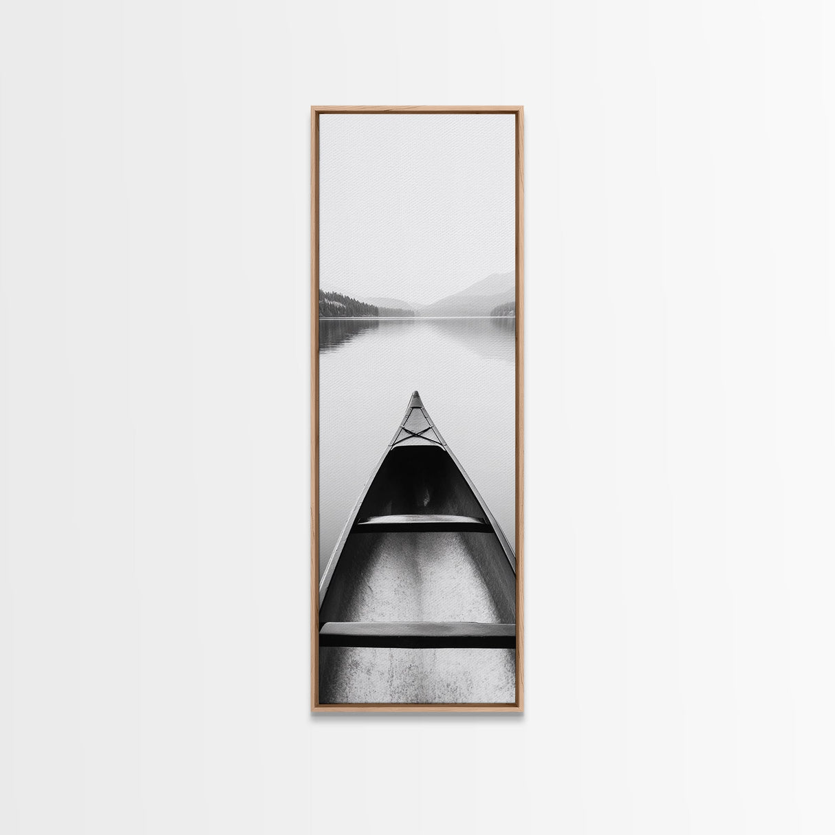 Wooden Canoe on the Shore, Framed Canvas Print, nautical decor, coastal painting, lake Tahoe art, rustic decor, minimalist art, boho art