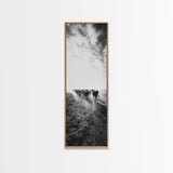 Dusty Cattle Drive, Western Landscape, Framed Canvas Print, Rustic Wall Art, Moody Art, Extra Wide Art, Southwest Wall Art
