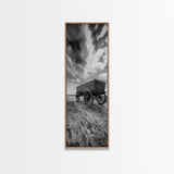 Old Wooden Wagon, Rustic Landscape, Framed Canvas Print, Western Décor, Farmhouse Wall Art, Minimalist Art, Extra Wide Art