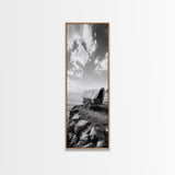 Western Wagon, Coastal Landscape Art, Framed Canvas Print, Rustic Wall Art, Nautical Décor, Extra Wide Art, Minimalist Wall Art