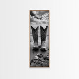 Cowboy Boots, Coastal Cowgirl, Wall Art, Framed Canvas Print, Rustic Décor, Western Artwork, Moody Art, Southwestern Wall Art