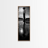 Lone Cowboy, Reflection Photography, Framed Canvas Print, Rustic Art, Moody Wall Art, Extra Wide Art, Southwest Wall Art