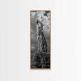 Howling Coyote, Framed Canvas Print, southwest wall art, rustic wall art, wildlife photography, desert landscape art, cowboy art, boho home decor