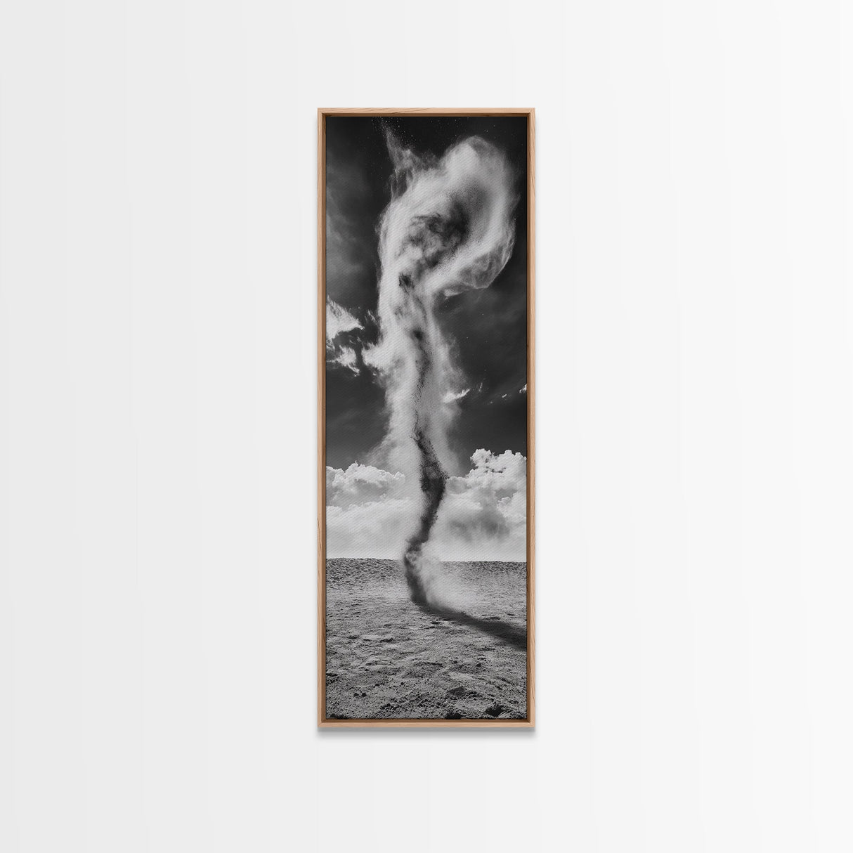 Dust Storm, Twister Framed Canvas Print, dramatic landscape painting, panoramic art, moody art, western décor, extra wide art, rustic wall art