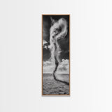 Dust Storm, Twister Framed Canvas Print, dramatic landscape painting, panoramic art, moody art, western décor, extra wide art, rustic wall art