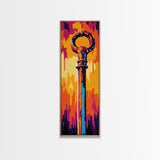 Bold Pop Art Key Painting Framed Canvas Print | Graffiti Wall Art | Blotter Art | Retro Wall Art | Colorful Modern Decor