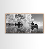 Kayak, Coastal Landscape Art, Nautical Painting, Extra Wide Art, Adventure Art, Seascape Painting, Panoramic Art, Canvas Print