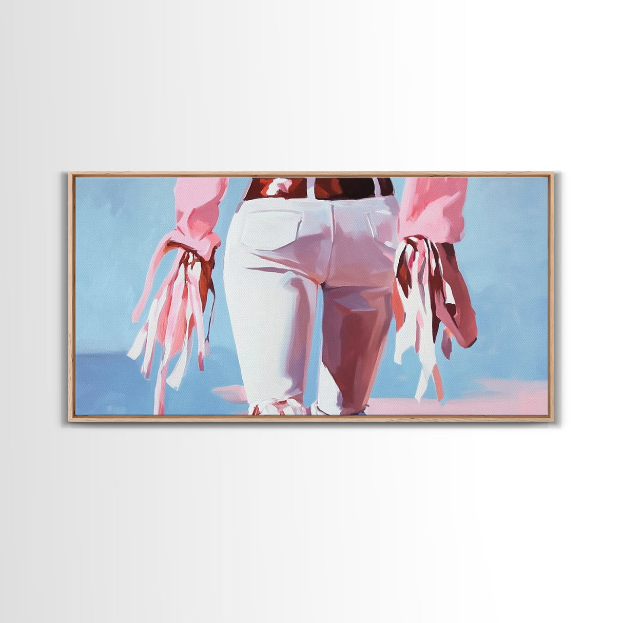 Pink Cowgirl, Western Art, Black Cowgirl Painting, Coastal Cowgirl Wall Art, Light Pink Wall Art, Canvas Print, Rustic Decor