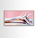 Driftwood, wabi sabi art, rustic decor, framed canvas print, minimalistic art, light pink wall art, extra wide art, boho art