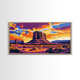 Monument Valley, desert painting, southwest wall art, mountain painting, boho art, panoramic art, Canvas Print, rustic wall art, cowboy gift
