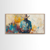 Cowboy Art, Western Painting, Rustic Wall Art, Vintage Horse Art, Dark Romance Painting, Moody Art, Extra Wide Art, Framed Canvas Print