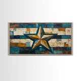 Lone Star Art, Framed Canvas Print, Rustic Wall Art, Southwest Wall Art, Geometric Wall Art, Extra Wide Art, Above Couch Art, Farmhouse Decor