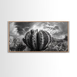 Desert Cactus, southwest wall art, Joshua tree art, rustic art, landscape painting, desert decor, panoramic art, Canvas Print