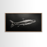 Trout, fish painting, fly fishing art, rustic decor, cabin wall art, nature painting, extra wide art, panoramic art, framed canvas print