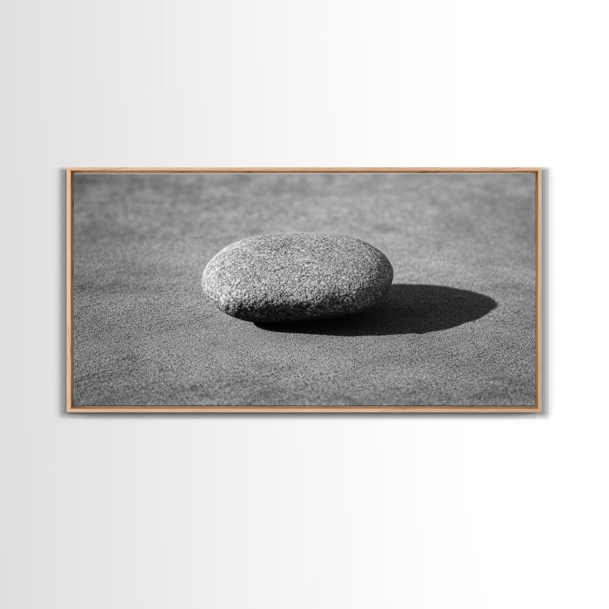 Zen rock, minimalist art, wabi sabi art, Japanese decor, meditation wall art, extra wide art, horizontal wall art, framed canvas print
