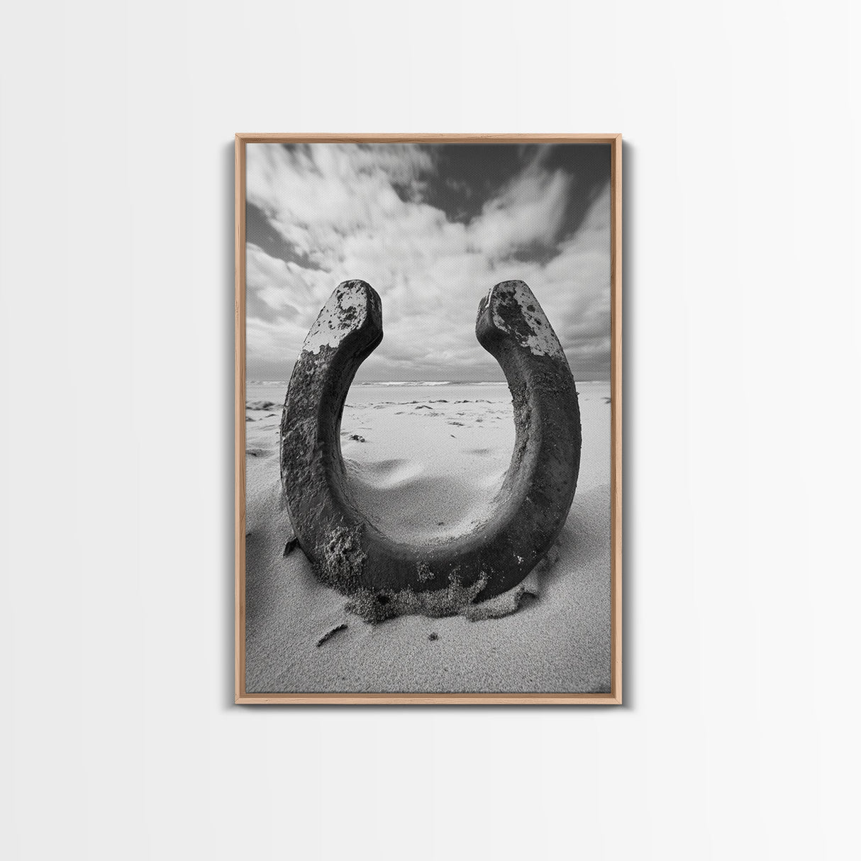Horseshoe art, western decor, rustic wall art, wabi sabi wall art, moody photography, minimalist art, canvas print, living room art