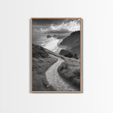 Coastal Pathway, coastal landscape art, seascape painting, nature trail print, ocean decor, beach house art, framed canvas print, nautical decor