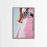 Pink cowgirl, western belt, black cowgirl painting, light pink wall art, southwestern art, cowboy aesthetic, framed canvas print, rustic art
