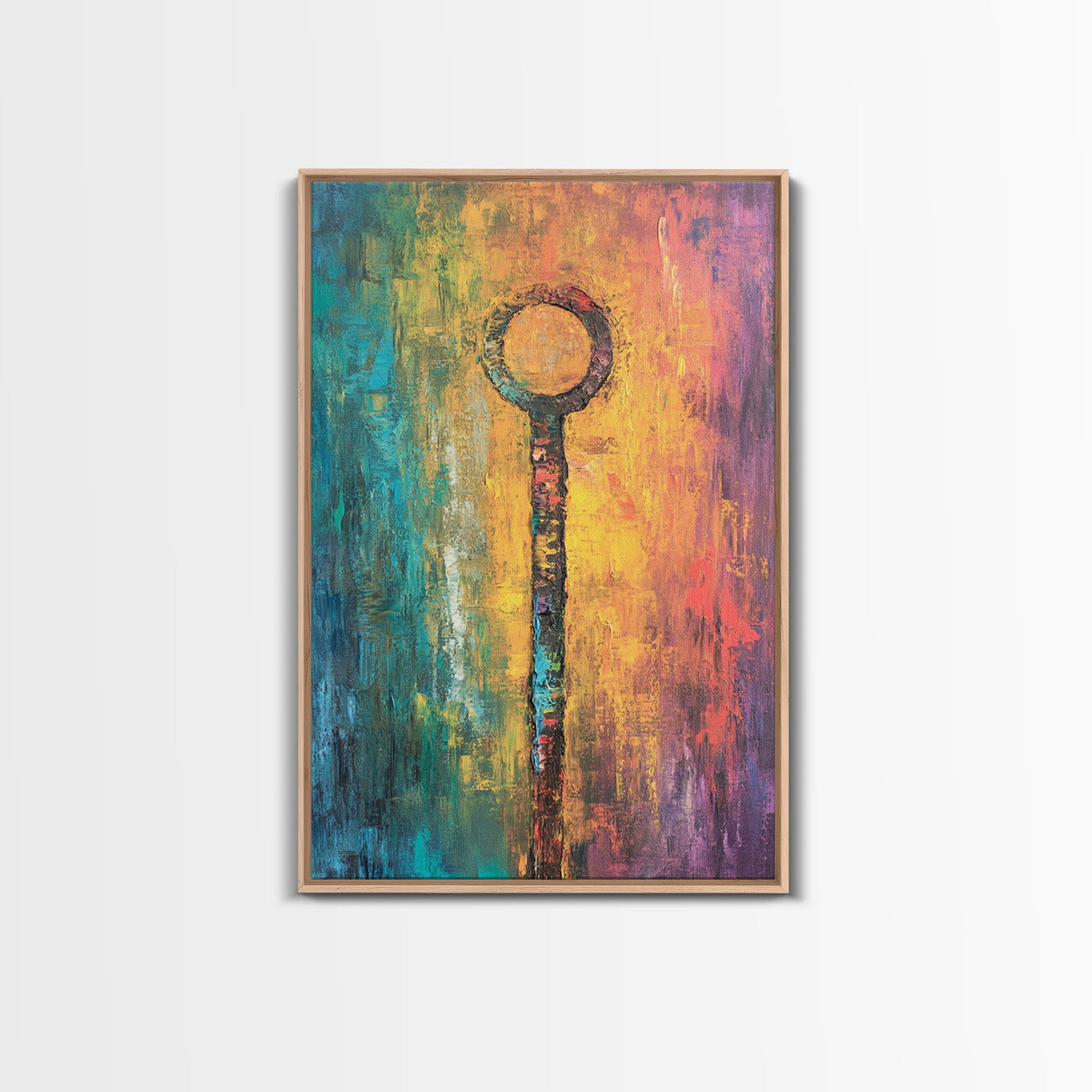 Abstract Key Painting, Bold Colorful Art, Wabi Sabi Wall Art, Southwest Wall Decor, Framed Canvas Print, Gift Idea, Modern Art