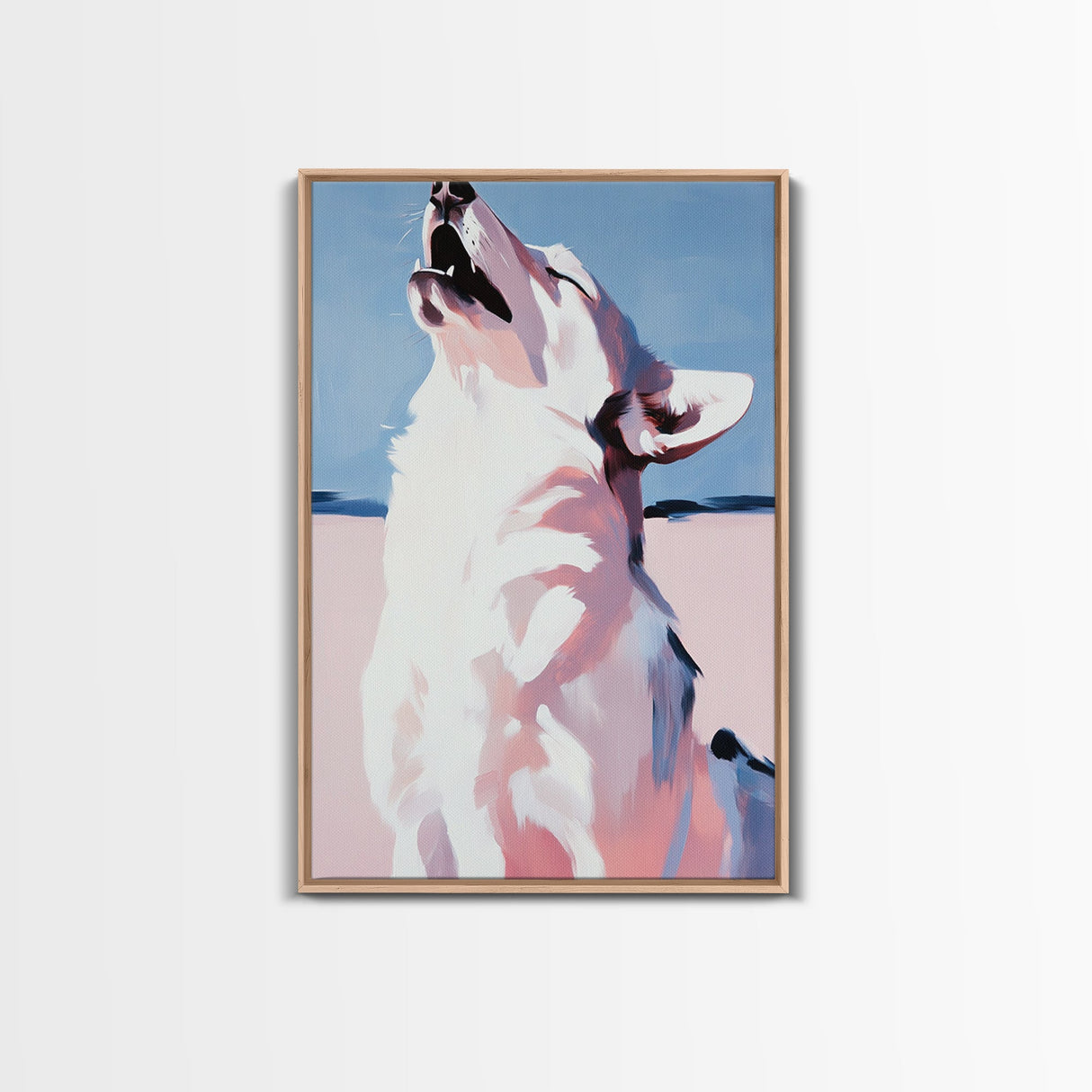 Howling Wolf, moody art, rustic decor, southwest wall art, zen wall art, framed canvas print, wabi sabi art, forest painting