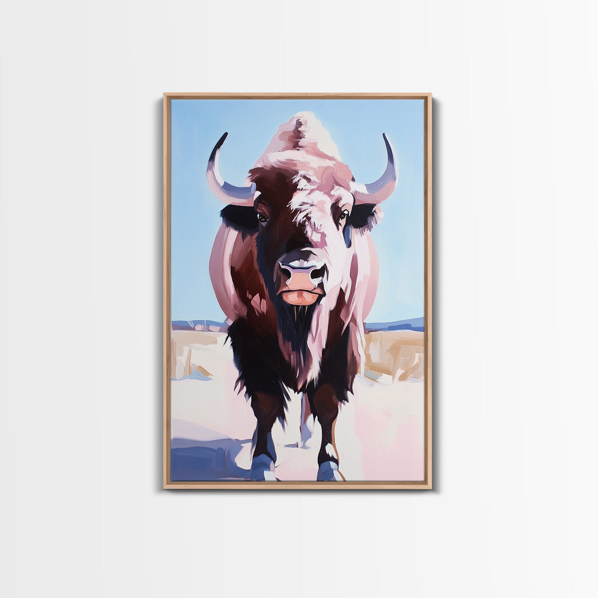 Majestic Bison, Southwest Wall Art, Rustic Decor, Bull And Bear Art, Canvas Print, Farmhouse Style, Living Room Art, Western Painting