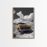 Vintage Car, Custom Car Painting, Graffiti Wall Art, Rustic Art, Old Car Scene, Moody Art, Framed Canvas Print, Landscape Art
