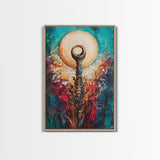 Sacred Symbol Artwork, sacred geometry wall art, abstract energy art, teal wall art, mystical artwork, framed canvas print, boho art, moody art