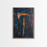 Rustic Axe Painting, dark romance painting, moody art, abstract texture art, framed canvas print, original painting, gift idea, southwest wall art