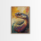 Snake Close-Up, Bold Reptile Painting, Southwest Art, Moody Animal Art, Desert Wall Art, Unique Home Decor, Canvas Print