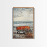 Coastal Wagon, Rustic Art, Framed Canvas Print, Nautical Decor, Moody Art, Minimalist Art, Wabi Sabi Art, Coastal Landscape Art